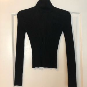 Black ribbed turtleneck sweater
